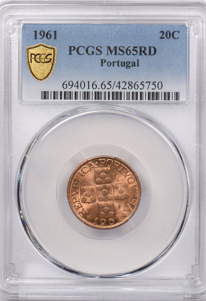 Portugal 1961 20 Centavos PCGS MS 65 RED PI0066 combine shipping