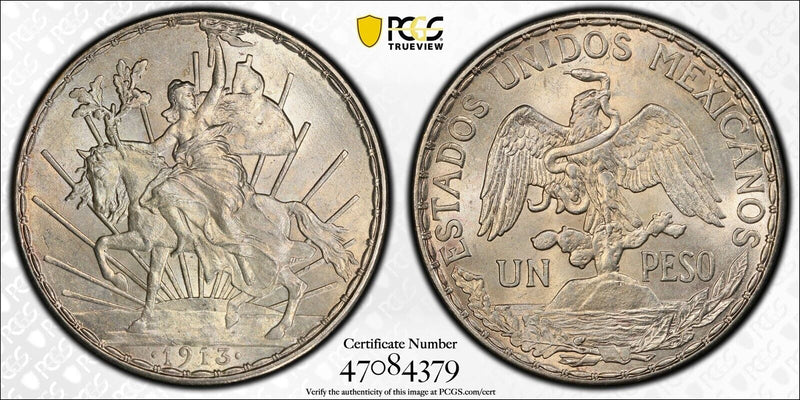 Mexico 1913 1 Peso PCGS MS64 Caballito PC1525 combine shipping