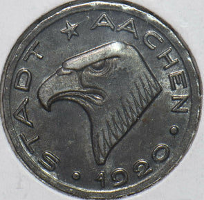 Germany 1920 50 Pfennig Eagle animal City of Aachen 296477 combine shipping