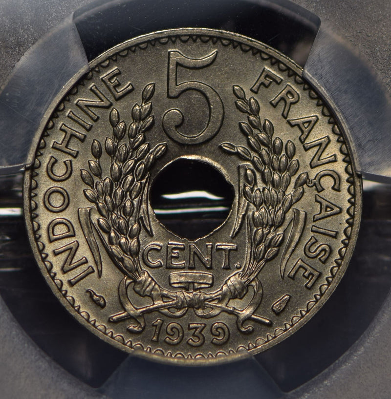 French Indo China 1939 5 Cents PCGS MS66 PC0804* combine shipping<br/><br/>Multi
