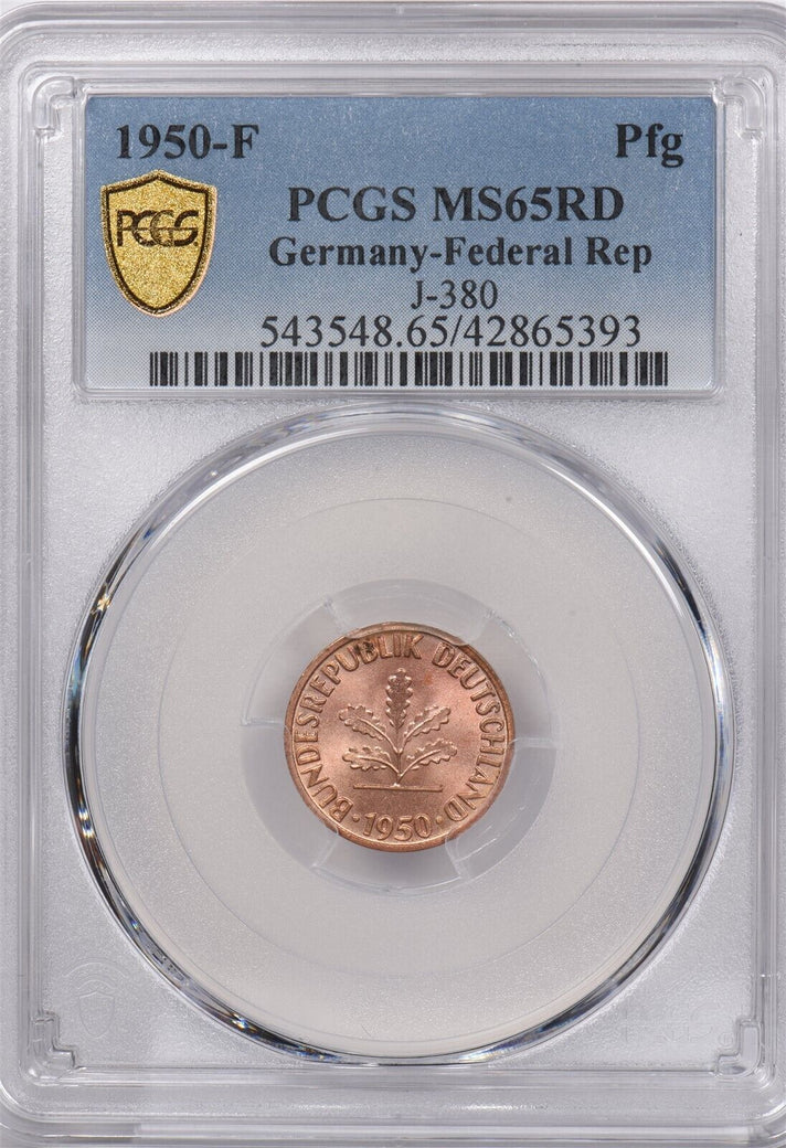 Germany 1950 Pfennig PCGS MS 65 RED J-380 PI0027 combine shipping