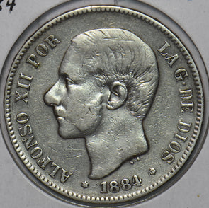 Spain 1884 5 Pesetas 491063 combine shipping