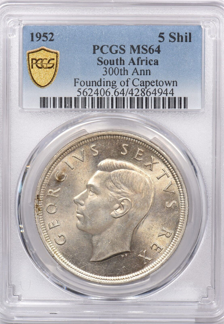 South Africa 1952 5 Shillings PCGS MS 64 300th Ann Founding of Capetown PI0009 c