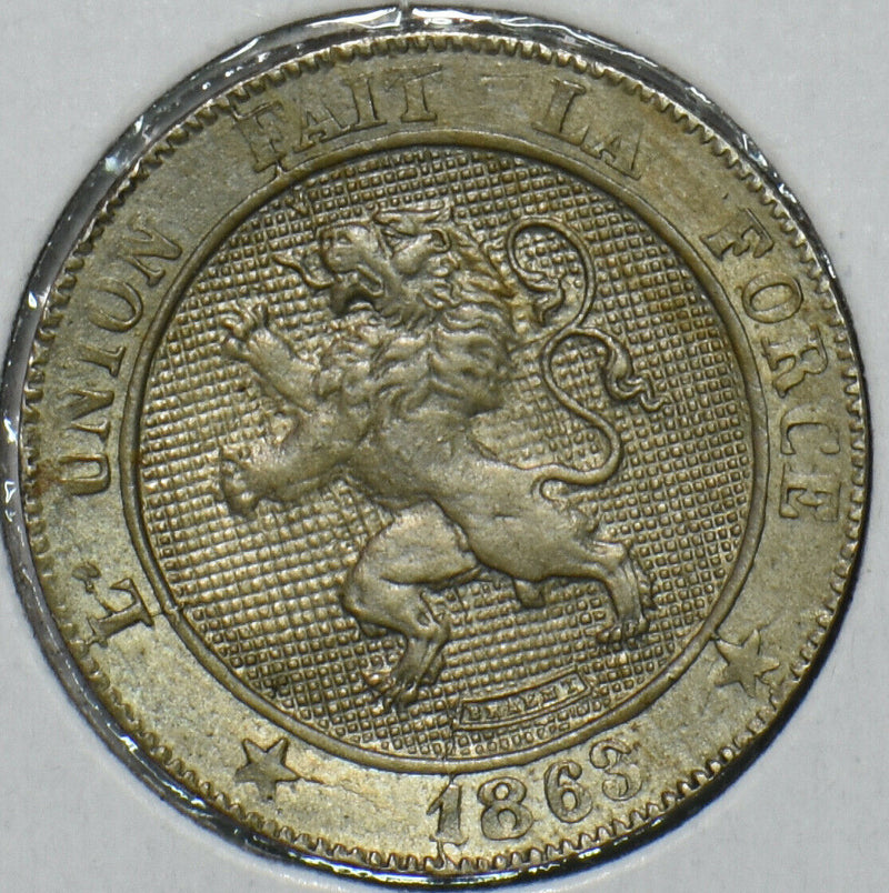Belgium 1863 5 Centimes Lion animal 195850 combine shipping