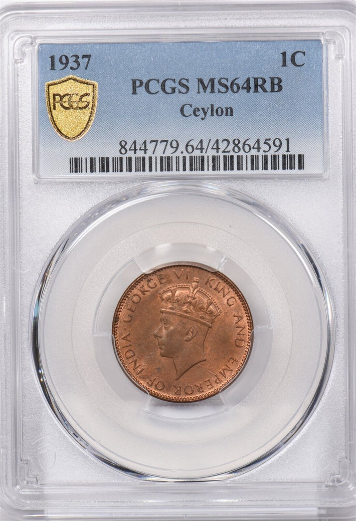 Ceylon 1937 Cent PCGS MS 64 RED BROWN PI0024 combine shipping