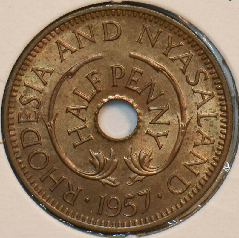 Rhodesia 1957 1/2 Penny Giraffe animal & Nyasaland 152087 combine shipping
