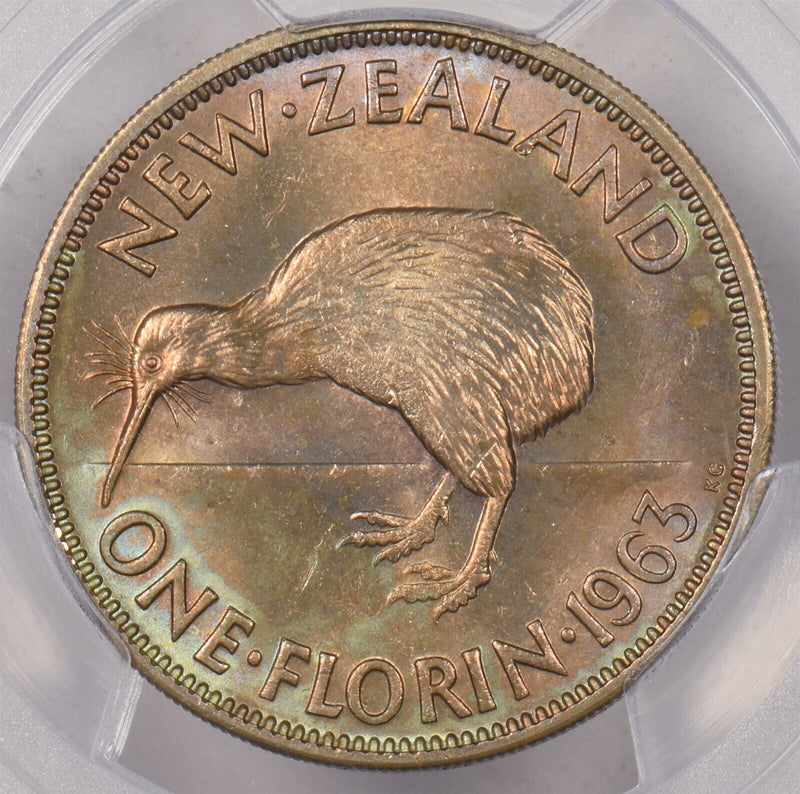 New Zealand 1963 Florin Kiwi Bird animal PCGS MS 65 PI0149 combine shipping