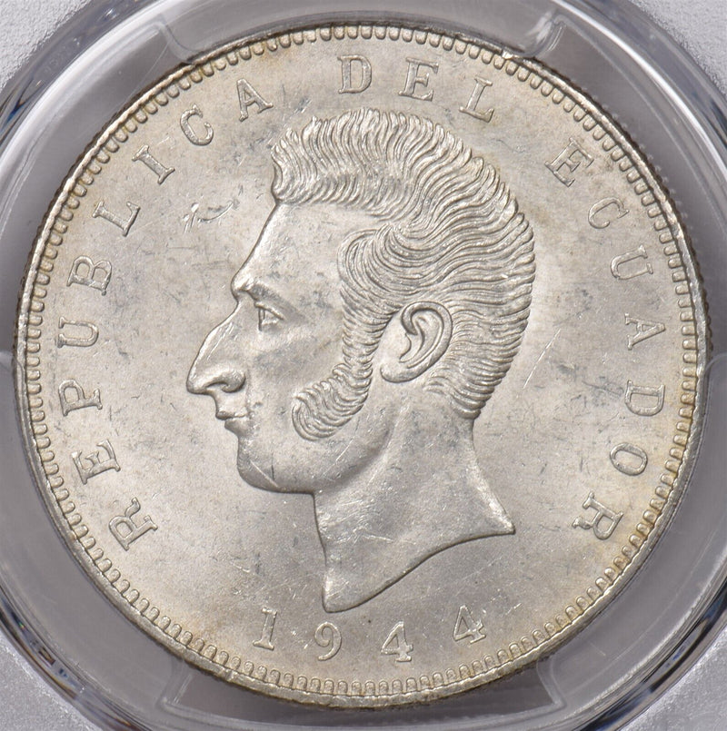 Ecuador 1944 Mo 5 Sucres Eagle animal PCGS MS 63 PI0112 combine shipping
