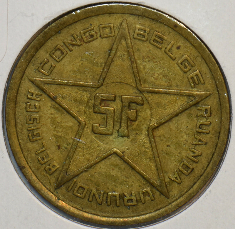 Belgium Congo 1952 5 Francs 195910 combine shipping