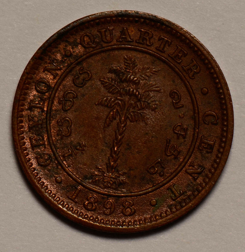 Ceylon 1898  1/4 Cent UNC C0136 combine shipping
