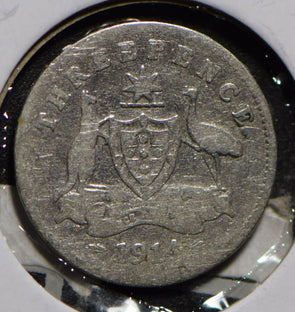 Australia 1914 3 Pence Kangaroo animal Emu  901231 combine shipping
