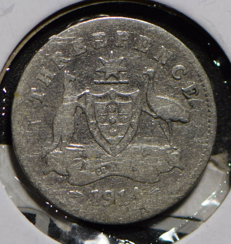 Australia 1914 3 Pence Kangaroo animal Emu  901231 combine shipping