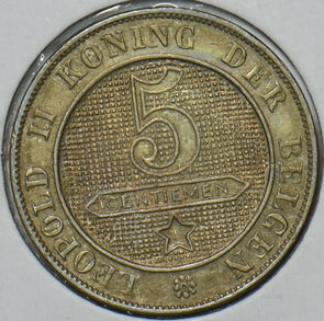 Belgium 1894 FL 5 Centimes Lion animal 195949 combine shipping