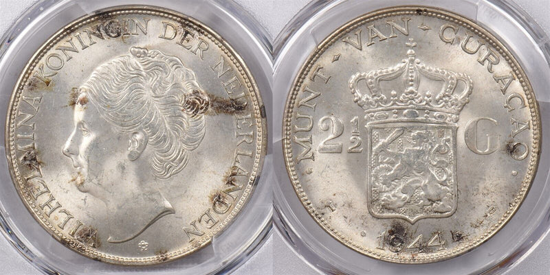 Curacao 1944 D 2 1/2 Gulden PCGS MS 64 PI0133 combine shipping