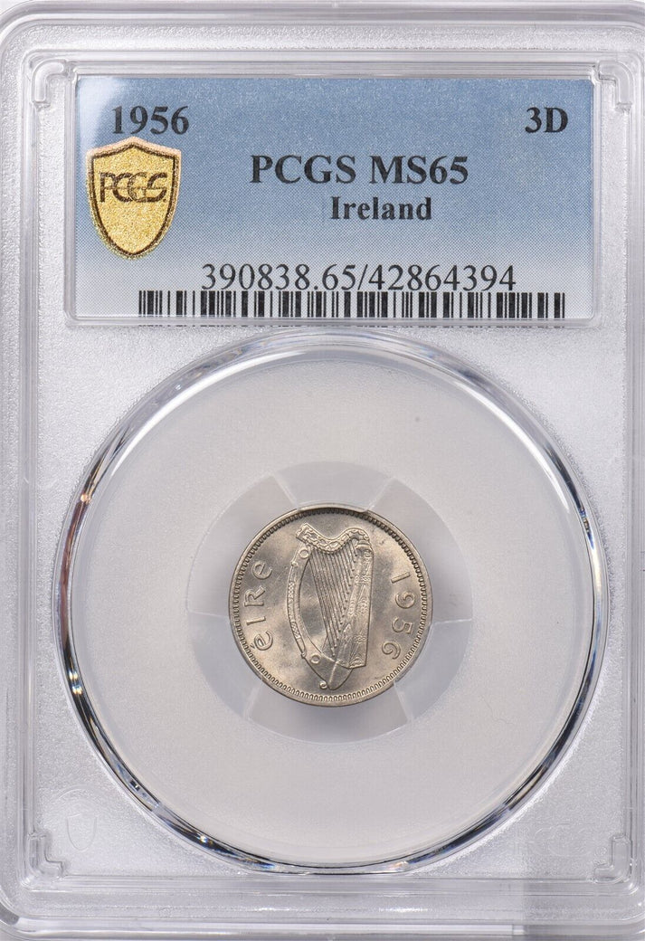 Ireland 1956 3 Pence Hare animal PCGS MS 65 PI0076 combine shipping