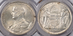 Hungary 1939 BP 5 Pengo PCGS Cleaned-UNC Detail Admiral Miklos Horthy PI0159 co