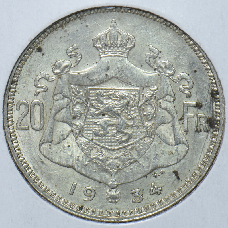 Belgium 1934 20 Francs Lion animal 193037 combine shipping