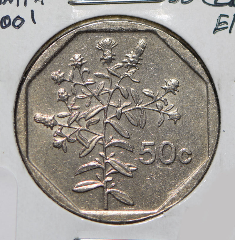 Malta 2001 50 Cents  901307 combine shipping
