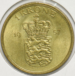 Denmark 1957 Krone Lion animal Frederick IX 293237 combine shipping