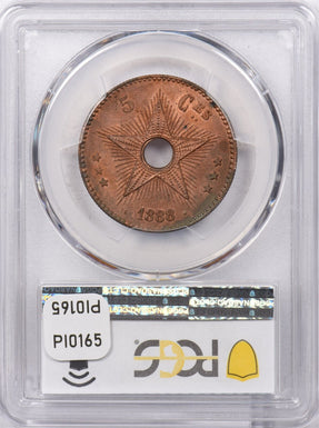 Congo 1888 /7 5 Centimes PCGS MS 63 RED BROWN PI0165 combine shipping