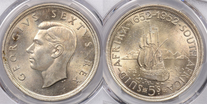 South Africa 1952 5 Shillings PCGS MS 64 300th Ann Founding of Capetown PI0009 c