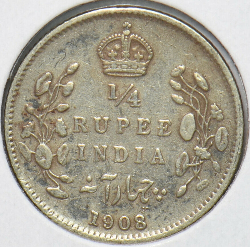British India 1908 C 1/4 Rupee 193005 combine shipping