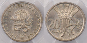Czechoslovakia 1924 20 Haleru Lion animal PCGS MS 64 PI0146 combine shipping