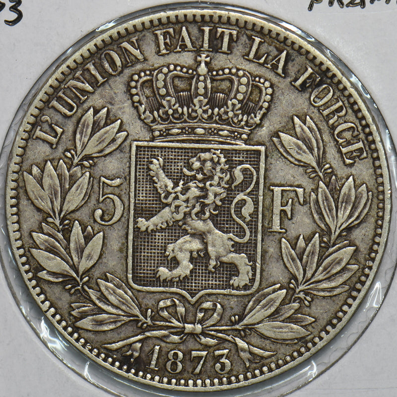 Belgium 1873 5 Francs Lion animal 491146 combine shipping