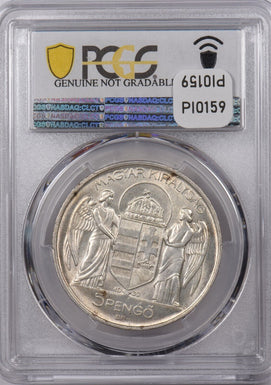 Hungary 1939 BP 5 Pengo PCGS Cleaned-UNC Detail Admiral Miklos Horthy PI0159 co