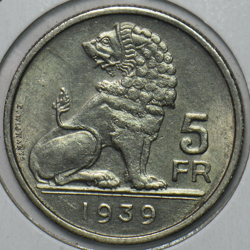 Belgium 1939 5 Francs Lion animal 195847 combine shipping