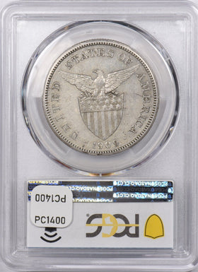 Philippines 1909 S Peso Eagle animal PCGS AU 50 PC1400 combine shipping