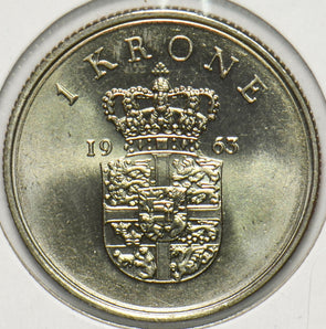 Denmark 1963 Krone Lion animal Frederick IX 293222 combine shipping