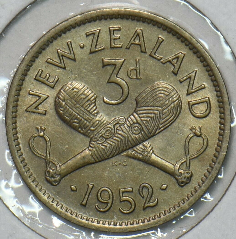 New Zealand 1952 3 Pence 152404 combine shipping