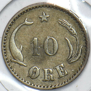 Denmark 1891 10 Ore Porpoise animal 296363 combine shipping