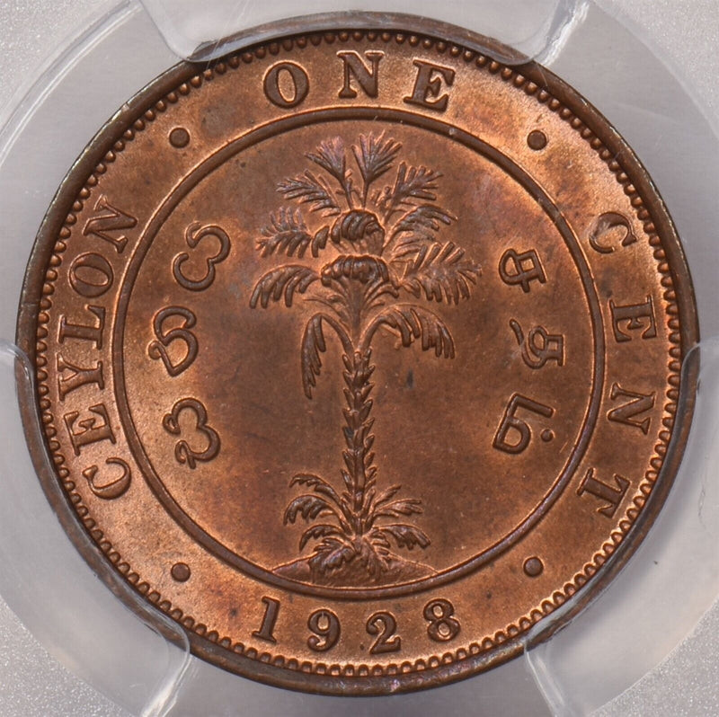 Ceylon 1928 Cent PCGS MS 64 RED PI0083 combine shipping