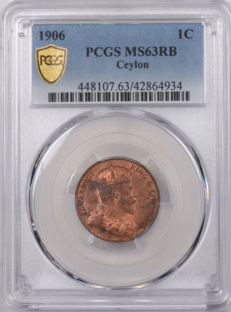 Ceylon 1906 cent PCGS MS 63 RED BROWN PI0201 combine shipping
