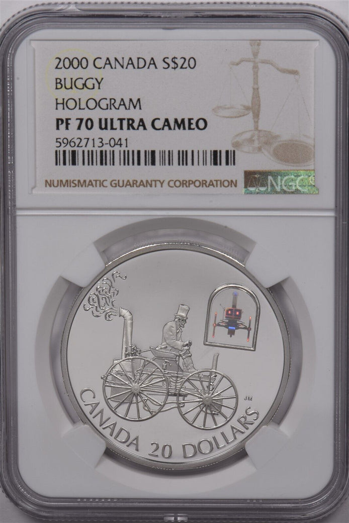 Canada 2000 20 Dollar Silver NGC Proof 70 Ultra Cameo Taylor Buggy NG1664 combin