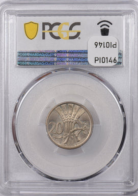 Czechoslovakia 1924 20 Haleru Lion animal PCGS MS 64 PI0146 combine shipping