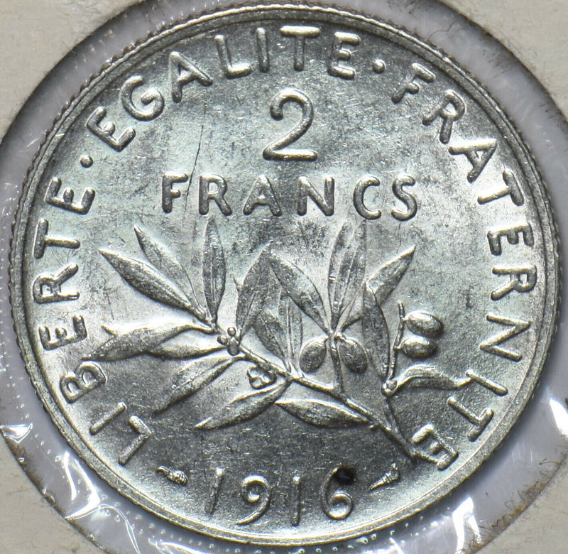 France 1916 2 Francs UNC 296473 combine shipping