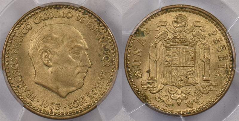 Spain 1953 Peseta PCGS MS 64 1962 PI0221 combine shipping