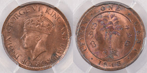 Ceylon 1943 Cent PCGS Environmental Damage-UNC Detail PI0139 combine shipping