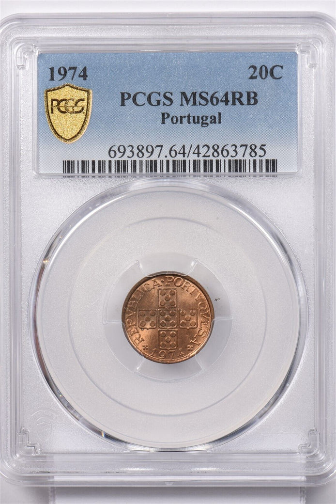 Portugal 1974 20 Centavos PCGS MS 64 RED BROWN PI0122 combine shipping