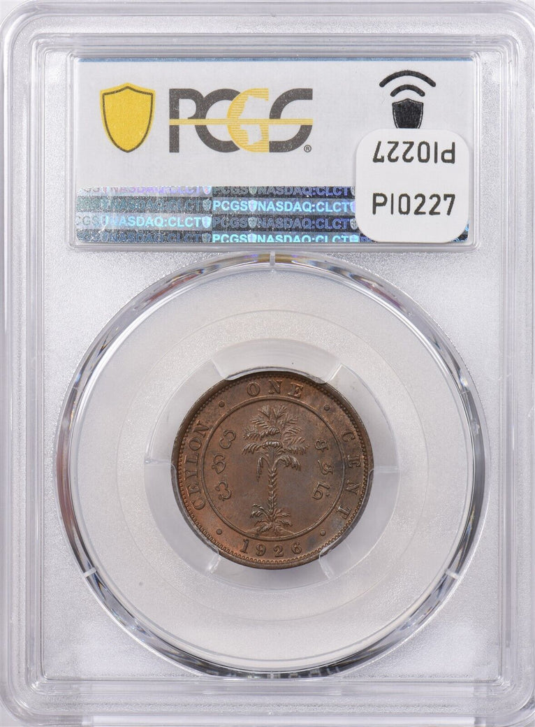 Ceylon 1926 Cent PCGS MS 64 BROWN PI0227 combine shipping