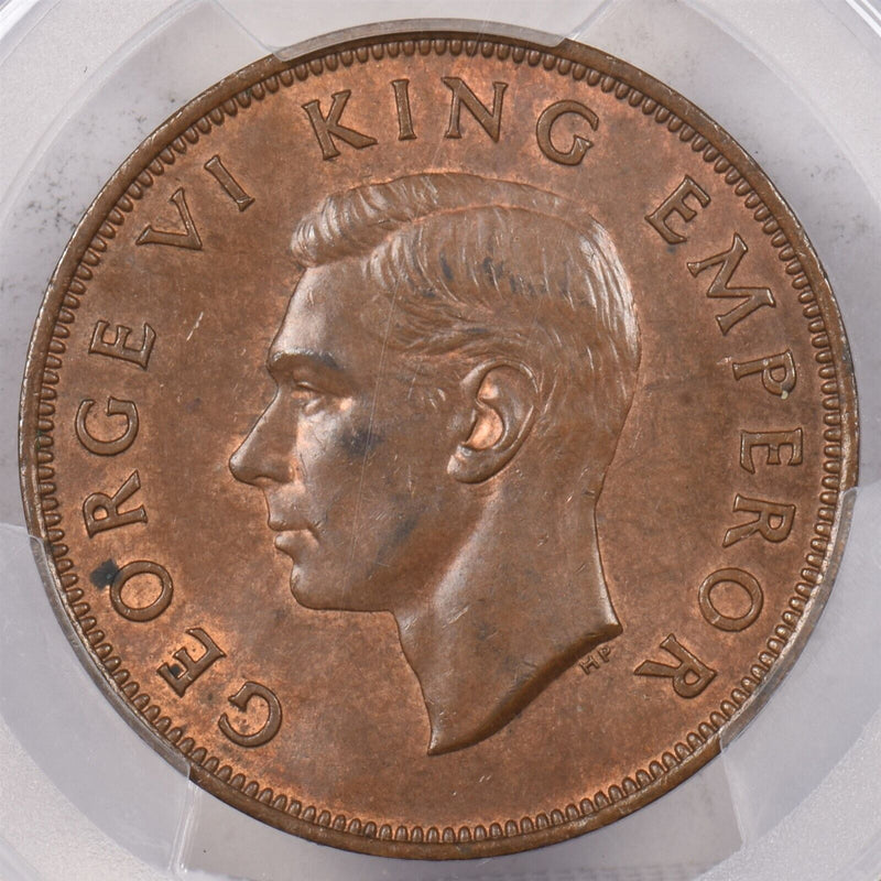 New Zealand 1941 Penny Tui bird animal PCGS MS 64 BROWN PI0187 combine shipping