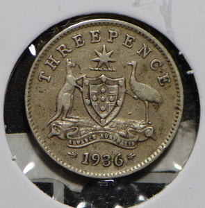 Australia 1936 3 Pence Kangaroo animal Emu  901249 combine shipping