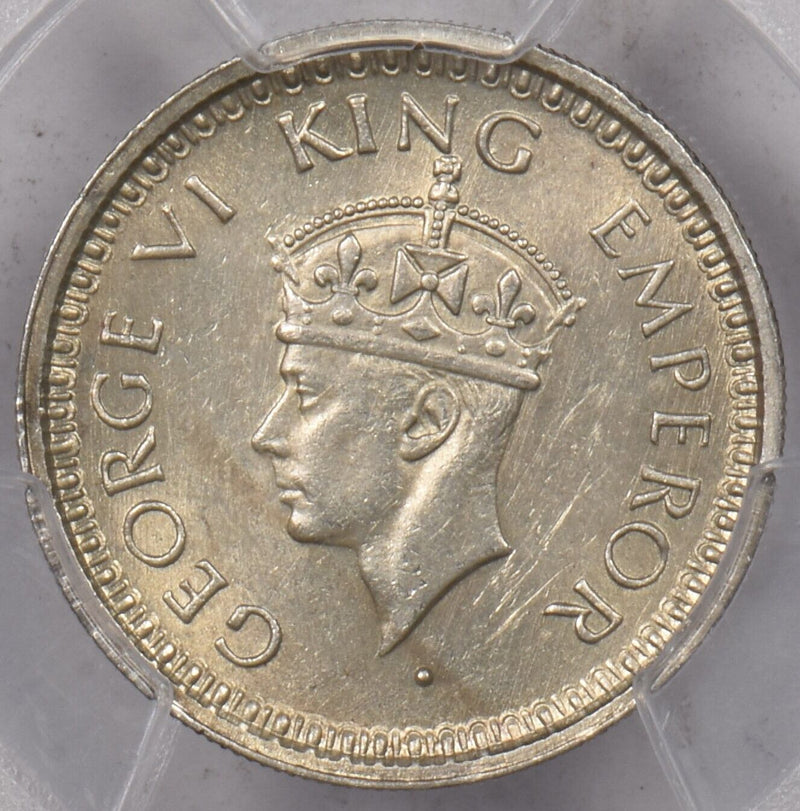 India British 1945 B 1/4 Rupee PCGS MS 62 SW-9.96 Small 5 PI0222 combine shippin