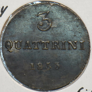 Italian States 1853 3 Quattrini UNC Tuscany 491095 combine shipping