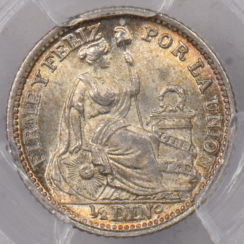 Peru 1916 FG 1/2 Dinero PCGS MS 66 KM-206.2 PI0198 combine shipping