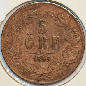 Sweden 1858 5 Ore 195241 combine shipping