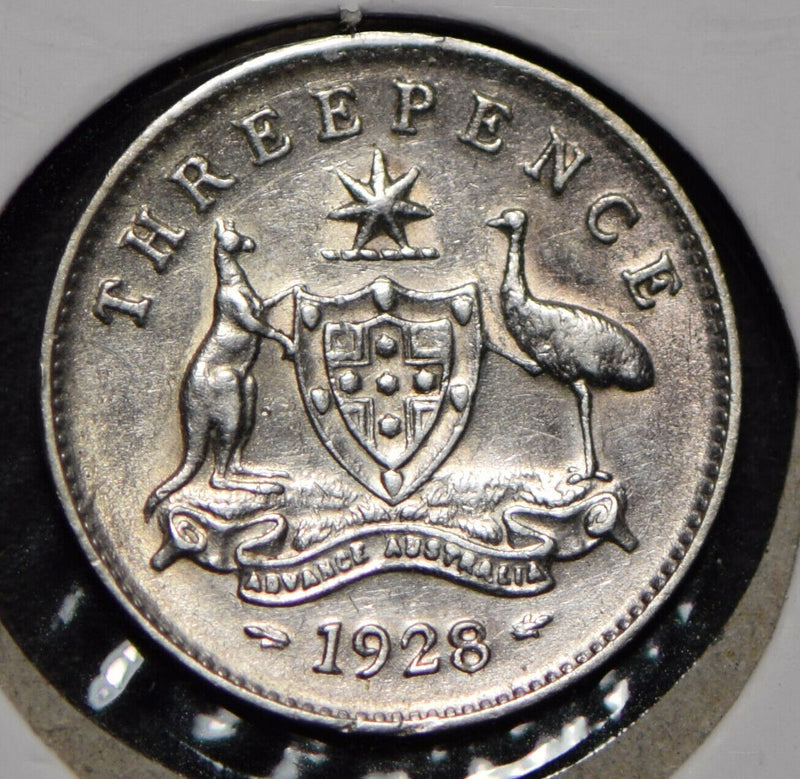 Australia 1928 3 Pence Kangaroo animal Emu  292018 combine shipping